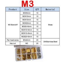 나사 볼트 도구M2 M2.5 M3 M4 육각 황동 스탠드 오프 남성 암 기둥 스페이서, M3남성 여성