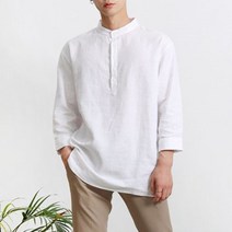 남방 헨리넥 린넨 오버핏 셔츠 남자 빅사이즈 7부