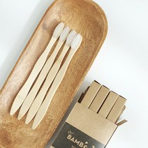 생분해 대나무 칫솔 4P세트 제로웨이스트 학교 단체 선물, 대나무칫솔4개1세트