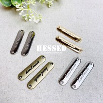 HM2 국내제작) 핸드메이드 금속라벨(3p)-곡선형(대), 블랙실버