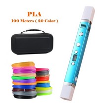 Myriwell 1.75mm ABSPLA DIY 3D 펜 LED 스크린 USB 충전 3D 인쇄 펜 100M 필라멘트 111, 파란색 추가 100m ABS, 1-협력사