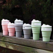 퓨코이 휴대용 접이식 실리콘텀블러 350ml 500ml, 라이트그레이