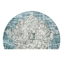 반원형 북유럽 도어 매트 모로칸 반원러그 반원형 반달 발매트 북유럽 방바닥, 보헤미안 녹색 반원 + 80CM X 120CM