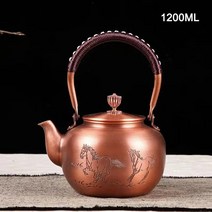 내열 게르마늄주전자 수제 순수 구리 주전자 레드 끓는 물 쿵푸 차 세트 건강 냄비, 2.12Lstyle D