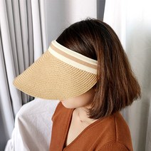 입꼬 해피 라탄 라피아 썬캡 머리띠 밀집모자