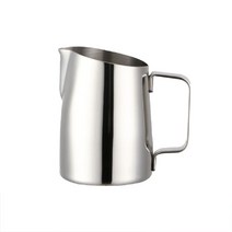 MOJAE 스테인리스 스틸 오블리크 커피 라테 아트 컵 밀크저그 420ml, 1개, Silver