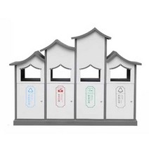 재활용 분리 수거장 수거 박스 철제 공원 쓰레기 통, 다크 그레이 3구 분리수거함