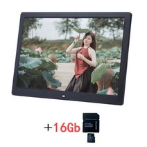 스마트 액자 전자앨범 미니모니터 15인치 디지털 프레임 HD 앨범 1280*800 LED 음악 영화, EU 플러그, 블랙16GB