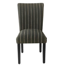 HomePop 홈 데코 | 클래식 덮개를 씌운 파슨스 다이닝 의자 | 네일헤드 트림이 있는 액센트 다이닝 의자 2개 세트 삼베, Black