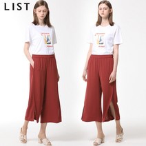 리스트 [리스트] 사이드 슬릿 플루이드 밴딩 팬츠
