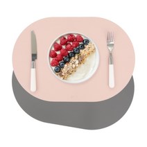 [북유럽식탁매트] 에비에르 가죽 방수 테이블 식탁 매트 2p, 핑크+딥그레이