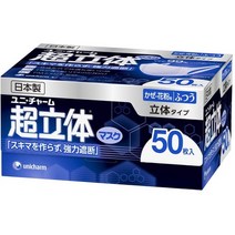 일본직발송 6. (일본제 대응) 초입체 마스크 바람 용 보통 사이즈 50매입 (unicharm) B00YM1NSPC