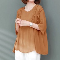 뉴타임즈 중년 여성 반팔 블라우스 N028Z