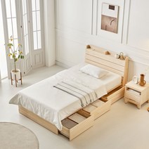 밀라 편백 수납침대 USB헤드 슈퍼싱글, 편백 USB헤드 수납침대 슈퍼싱글 사이즈