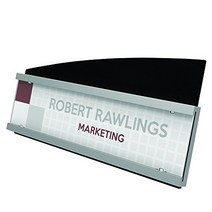 Deflecto Interior Image Nameplate Sign Holder Silver and Black 8-1/2” x 2” (89105), 1