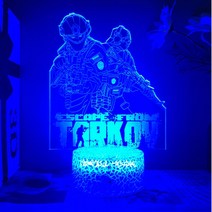 LED 조명 페인팅 Tarkov 피규어 탈출 3D 침실용 아크릴 스탠드 충전식 야간 게임 룸 게이머 장식, 3.파란 - Crack base 7colours