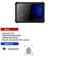 견고한 산업용 태블릿 안드로이드 11 4G 와이파이 블루투스 RFID 2D 바코드 스캐너 야외 패드 10 인치 UB 109255, fingerprintUB_미국