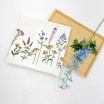 [세줄꽃] 국내생산 광목원단 - 순면20수 바이오워싱 광목 나염원단, 세줄꽃 레드