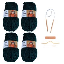 미소털실 목도리패키지 AOA 100g 4개입+줄바늘15cm+꽈배기바늘+돗바늘+라벨 뜨개질 DIY 패키지, AOA 218다크그린 4개입+줄바늘15mm+DIY(돗바늘 꽈배기바늘 라벨)