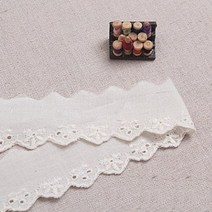 레이스여왕 단면 자수 레이스 좁은 폭 2.5cm 리본 레이스, 1롤(14야드), 광목