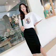 여성 골지 옆트임 뒷트임 스커트 허리밴딩 신축성 데일리 코디 데이트룩
