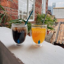 블루보틀 x 보덤 더블월 글라스 머그컵 커플컵 세트(350ml) 2p세트