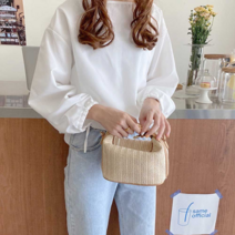 오너클랜 여름 휴가 바닷가 패션 밀짚 가방 스타일 나들이 코디