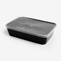 블랙 PP 다용도 사각 도시락 T500A, 1개입, 100개