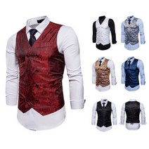 남성 정장조끼 남성 모던 배색 신사정장 캐주얼 클럽 공연 프린트 베스트 men suit vest