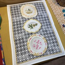 디저트 플레이트 블랙 검정 디자인 리넨 티타올 키친크로스 러너 패브릭 이탈리아 피렌체 키친타올 행주