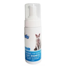 150ML 반려묘 거품샴푸 베이비파우더향 탈취 고양이목욕 피부병 세정효과 모질개선 냄새제거 엉킨털관리