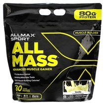 ALLMAX 올 매스 고급 근육 증량제 바닐라 향 5lbs 2.27kg(80oz), 초콜릿, 1개