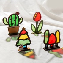 민화샵 MDF 썬캐쳐 셀로판지 만들기 4종 DIY 꾸미기 셀로판지놀이 색깔놀이, 민화 MDF 썬캐쳐_튤립