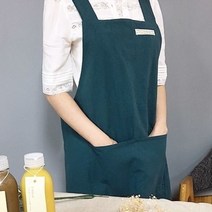 [1+1] 좋은소재 면폴리혼방 모던 앞치마, 다크그린, 핑크