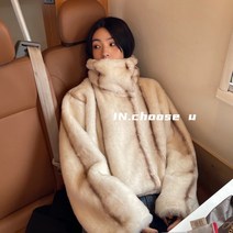 IN28 에코퍼 페이크퍼 자켓 밍크 털 집업 루즈핏 오버핏 무스탕 숏 짧은