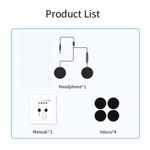 3.5mm 플러그 블루투스 오토바이 헬멧 헤드셋 듀얼 스피커 꼰 이어 버드 헤드폰 플랫 헤드 밴드 이어폰, 01 Black