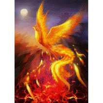 풍수 보석십자수 불사조 봉황 금빛 봉조 권력 상서로움 상징 금전운 기운 가져다주는 큐빅가득 그림 가게오픈 선물 집콕취미 선물용 구슬 비즈 수제공예 DIY키트 15종, 봉황새12번