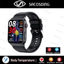 2023 새로운 혈당 스마트 워치 남자 심전도 모니터 혈압 체온 Smartwatch IP68 방수 피트 트래커, Silicagel Black_CHINA | Origin
