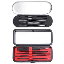 피지 제거기 여드름 압출기 블랙헤드 압출 제거 핀셋 5종세트, 고급형 BLACK