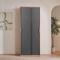 동서가구 이즈 데이브 1200 긴옷행거 슬라이딩 옷장, 05_800 긴옷행거 슬라이딩 옷장 IFO135, 내추럴-그레이