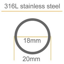 알루미늄 아연 사각 파이프 316L 스테인레스 스틸 튜브 OD 20mm 이음매 없는 밝은 내부 및 외부 위생 실험실 음식 가스 전송, wall 1mm+50cm