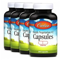 Carlson Labs Empty Vegetaria 식물성 빈 2호 Capsules 200정 4개