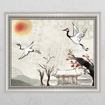 꾸밈 ca608-전통수묵화학과호랑이창문그림액자 시트지, 2타입-F타입-러블리베이지