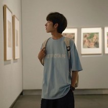남여백넥100%순면하복남성루즈레터링프린트반팔ins커플커플