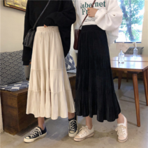 모노위크 듀오 벨벳 허리밴딩 캉캉 롱 스커트