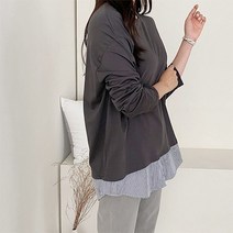 데일로엔 여성용 스트라이프 레이어드 여성 긴팔 티셔츠
