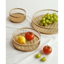 대나무 원형 계란망 양파 보관함 감자보관함 수확 과일담는 바구니 브레드바스켓, 소(6.25인치)
