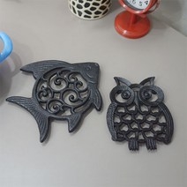 부엉이 물고기 주물 냄비받침