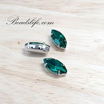 뽀트 모양 글라스 캡보석 백금도금, 에메랄드, 7-15mm(30개), 1개