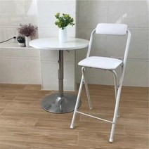 접이식 홈바의자 바스툴 높은 간이 사각 바체어 편한 키높이 낮은 카페 대기 아일랜드 의자, 화이트쿠션(60CM)